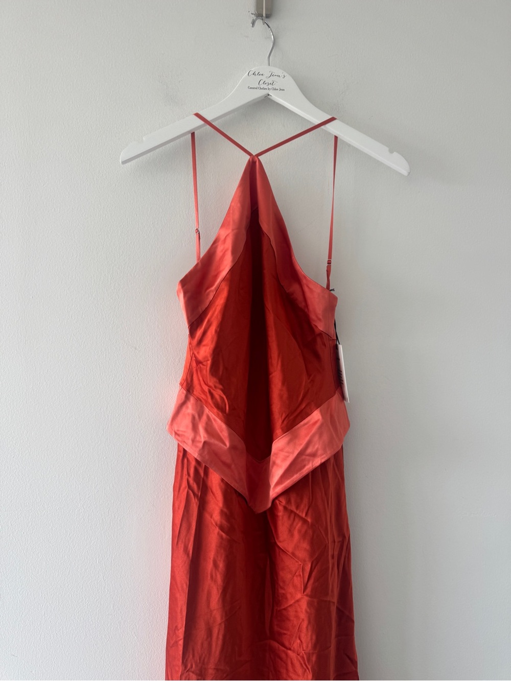 REFORMATION Jillian Silk Dress in Chili Mango 2 - Picture 5 of 9